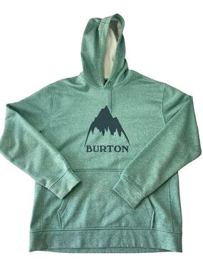 Burton Hoodie Green Logo Pullover Hooded Sweatshirt Pockets XL